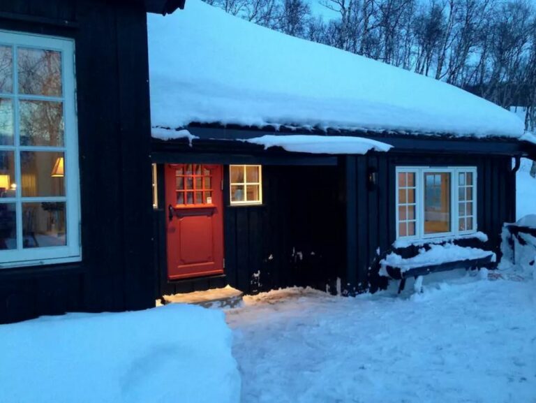 gemütliche Hütte schneebedeckt